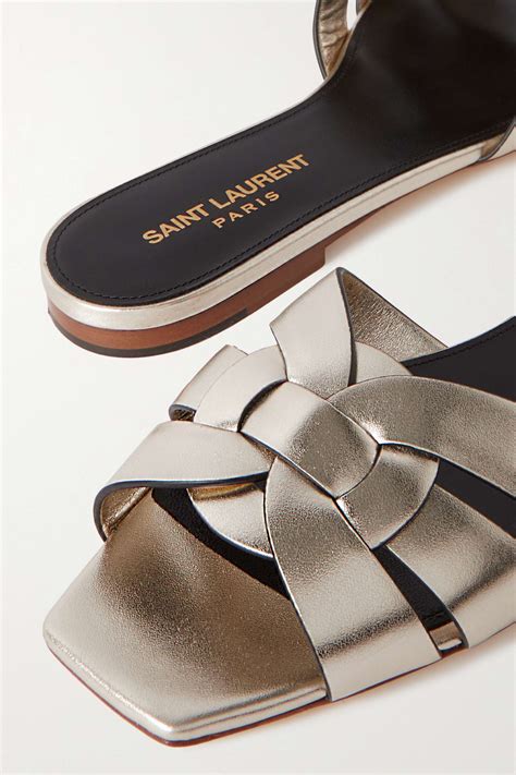 Shop Saint Laurent Tribute Leather Slides 